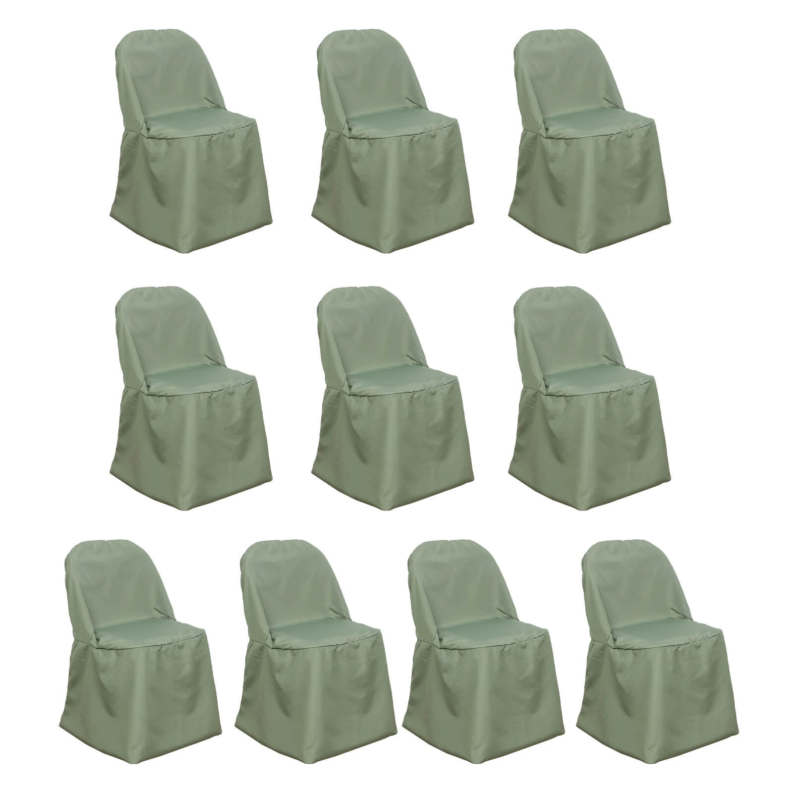 10 pack dusty sage green polyester folding chair covers.