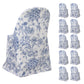 White and blue floral polyester chair covers, 10 pack for folding chairs.