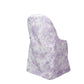 White lavender lilac chair cover for folding chairs in floral pattern.