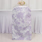White lavender lilac chair cover with French toile pattern for folding chairs.