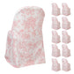 White pink chair cover with French toile pattern, set of 10. Reusable and stain-resistant.