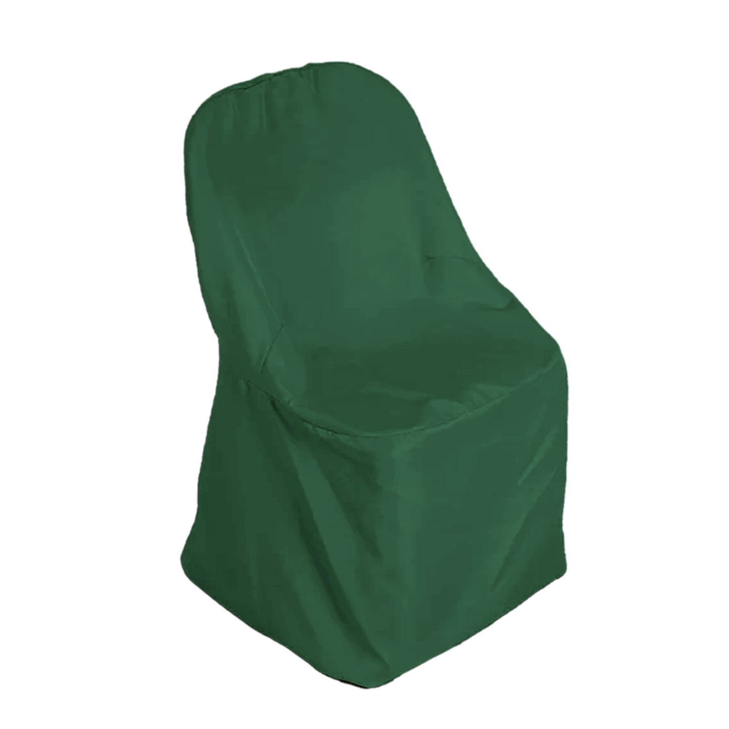 Hunter Emerald Green Polyester Folding Round Chair Cover, Reusable Stain Resistant Chair Cover