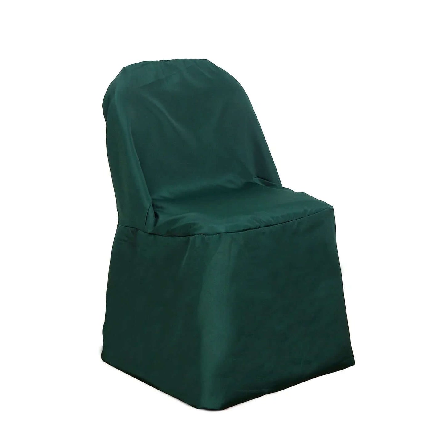 10 Pack Hunter Emerald Green Polyester Folding Chair Covers, Reusable Stain Resistant Slip On Chair Covers