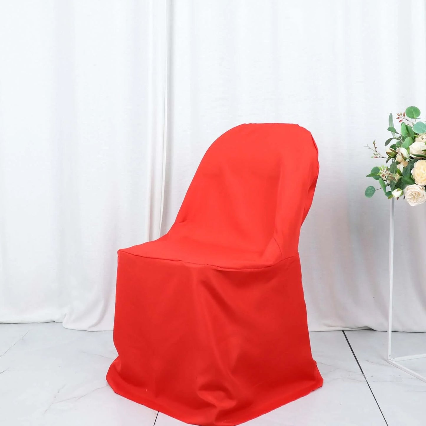 10 Pack Red Polyester Folding Chair Covers, Reusable Stain Resistant Slip On Chair Covers