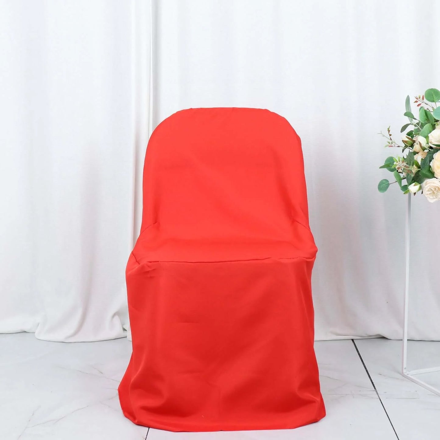 10 Pack Red Polyester Folding Chair Covers, Reusable Stain Resistant Slip On Chair Covers