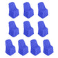 Royal blue polyester folding chair covers, reusable and stain resistant.