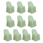 10 Pack Sage Green Polyester Folding Chair Covers, Reusable Stain Resistant Slip On Chair Covers