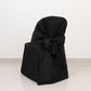10-Pack Polyester Slip-On Folding Chair Covers with Attached Sashes – Black Durable Reusable Covers for Wedding & Event Decor