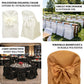 Gold polyester slip-on folding chair covers with attached sashes.