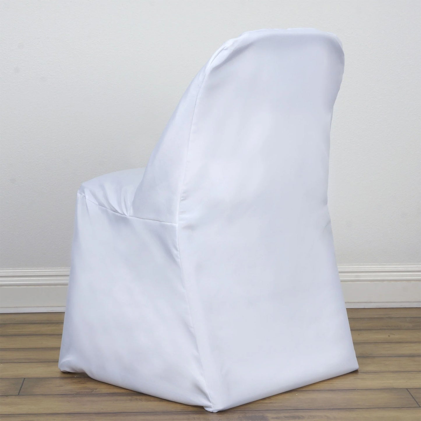 10 Pack White Polyester Folding Chair Covers, Reusable Stain Resistant Slip On Chair Covers