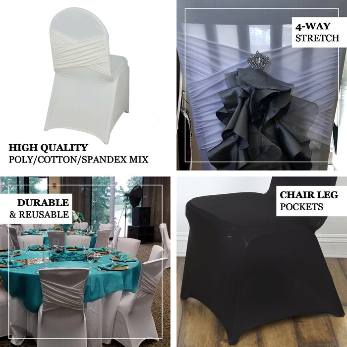 Ivory Madrid Spandex Fitted Banquet Chair Cover - 180 GSM