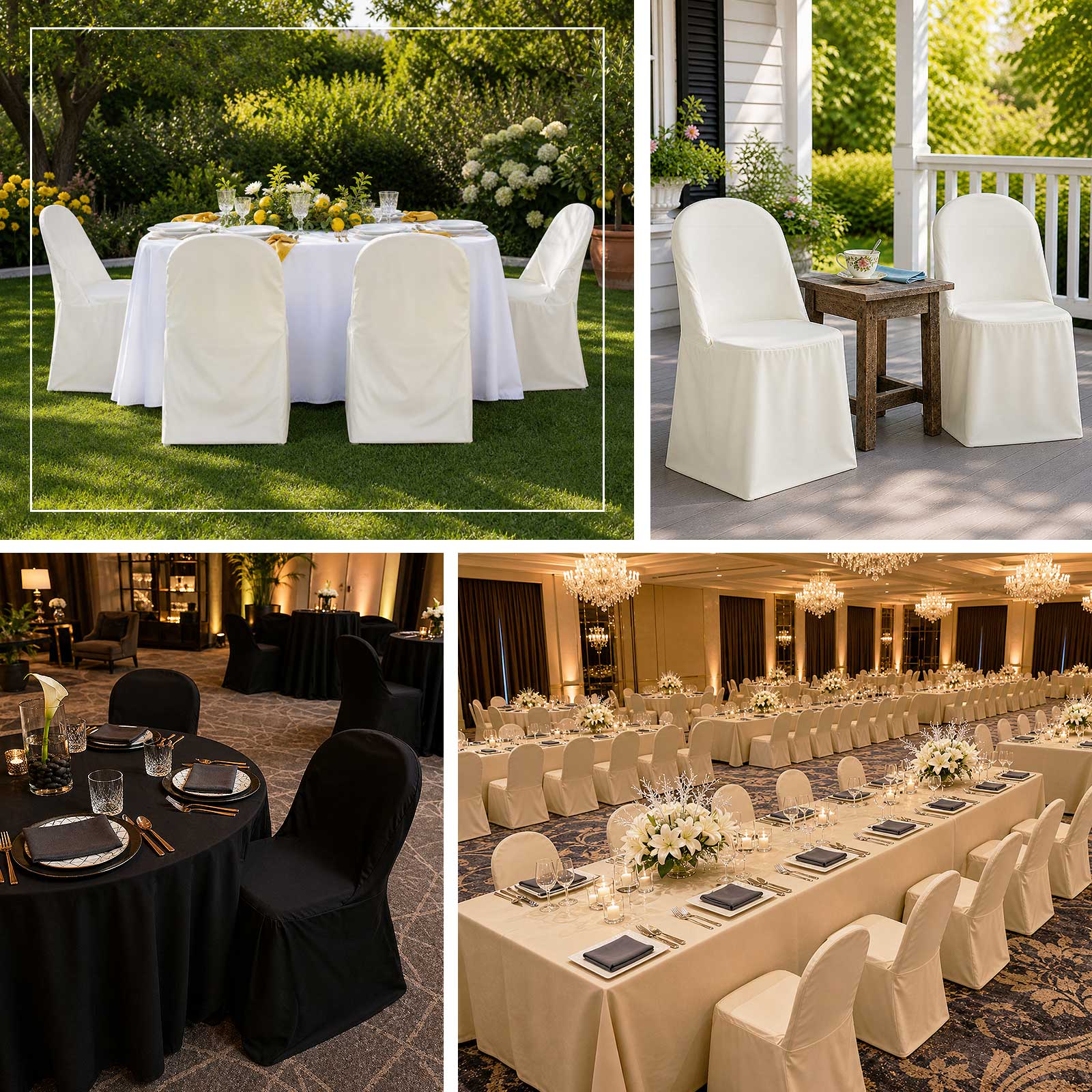 Beige Scuba Stretch Folding Chair Cover - Wrinkle Free & Durable Slipcover