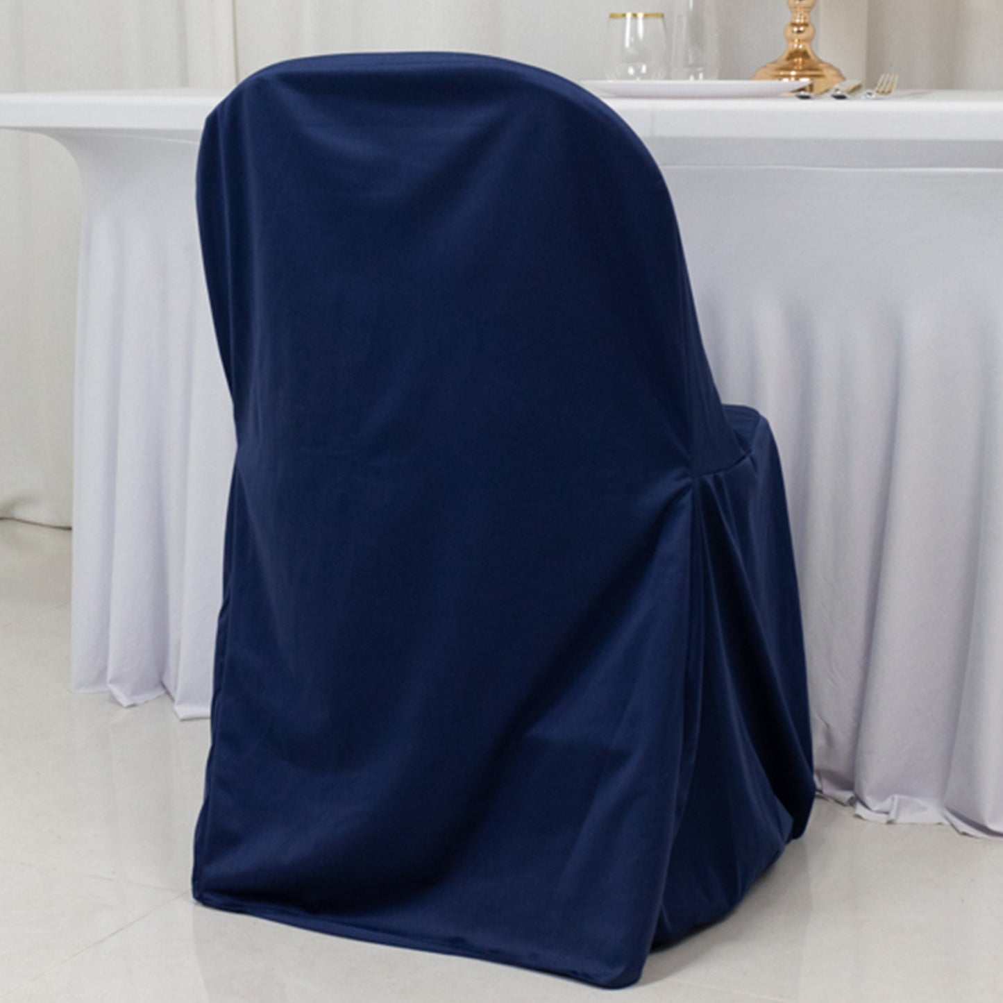 Scuba Stretch Folding Chair Cover Navy Blue - Wrinkle Free & Durable Slipcover