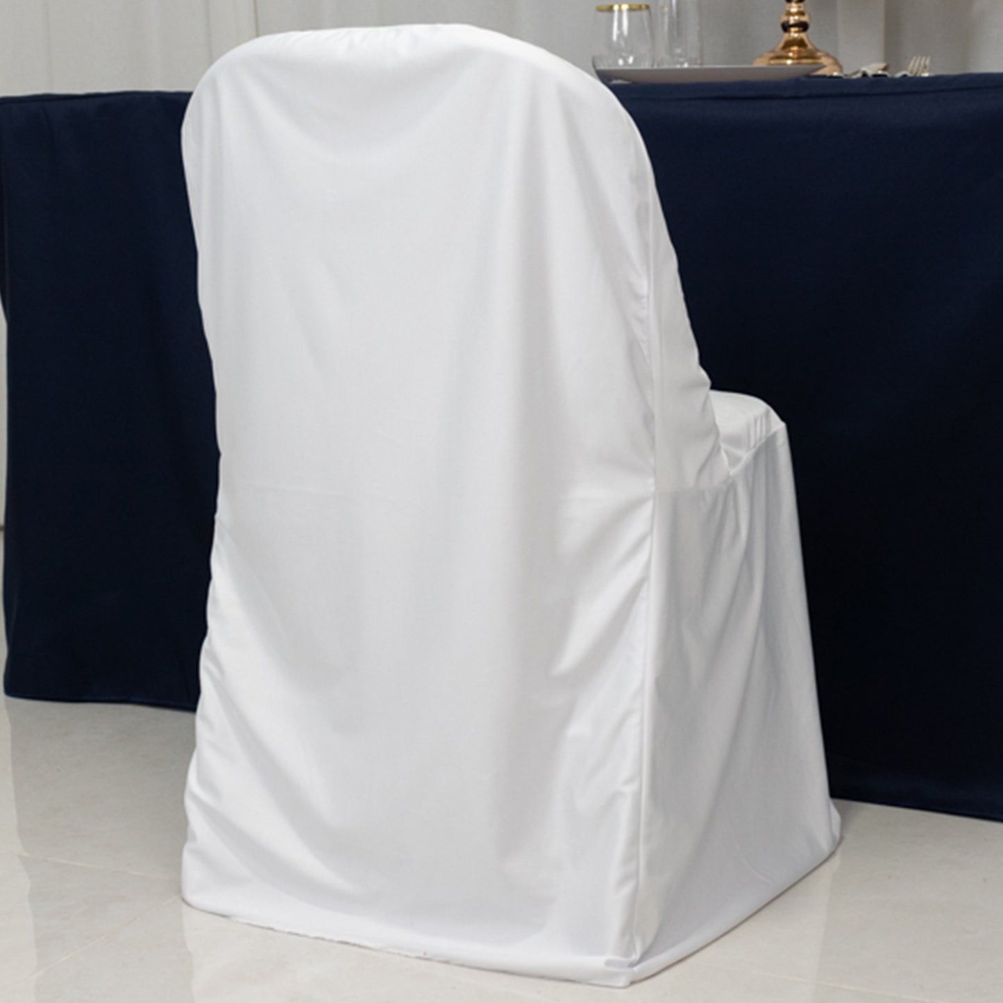 Scuba Stretch Folding Chair Cover White - Wrinkle Free & Durable Slipcover