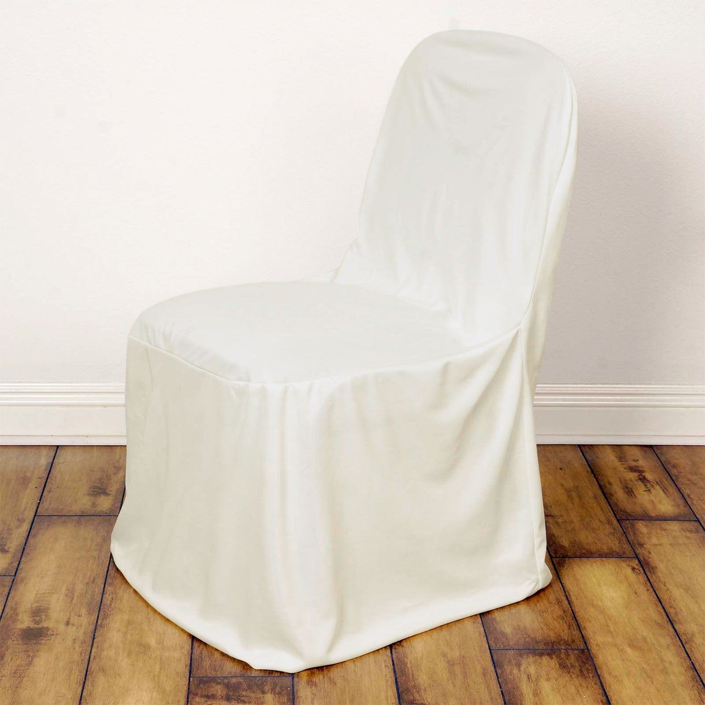 White Stretch Slim Fit Scuba Banquet Chair Cover, Wrinkle Free Durable Slip On Chair Cover