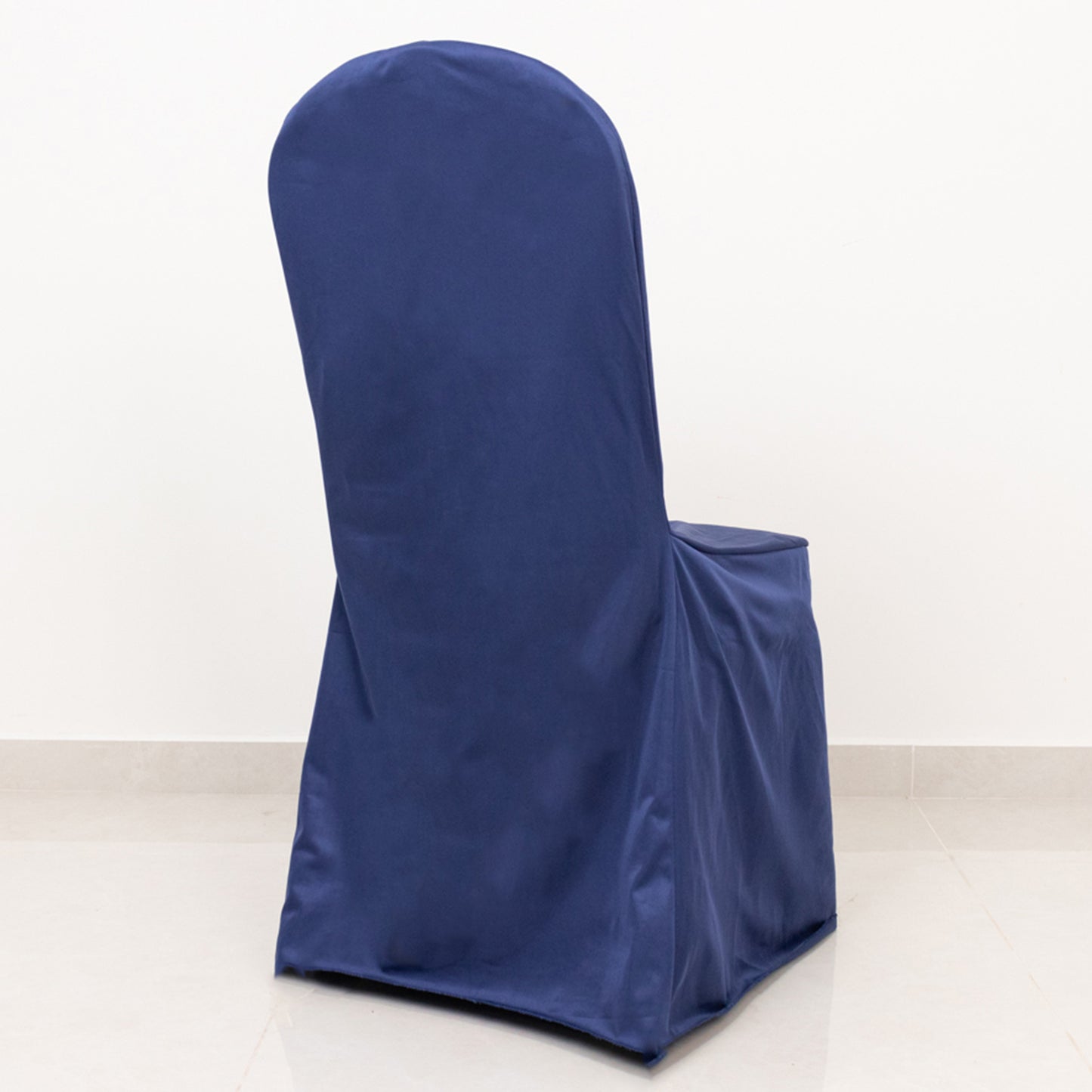 Navy Blue Stretch Slim Fit Scuba Banquet Chair Cover, Wrinkle Free Durable Slip On Chair Cover