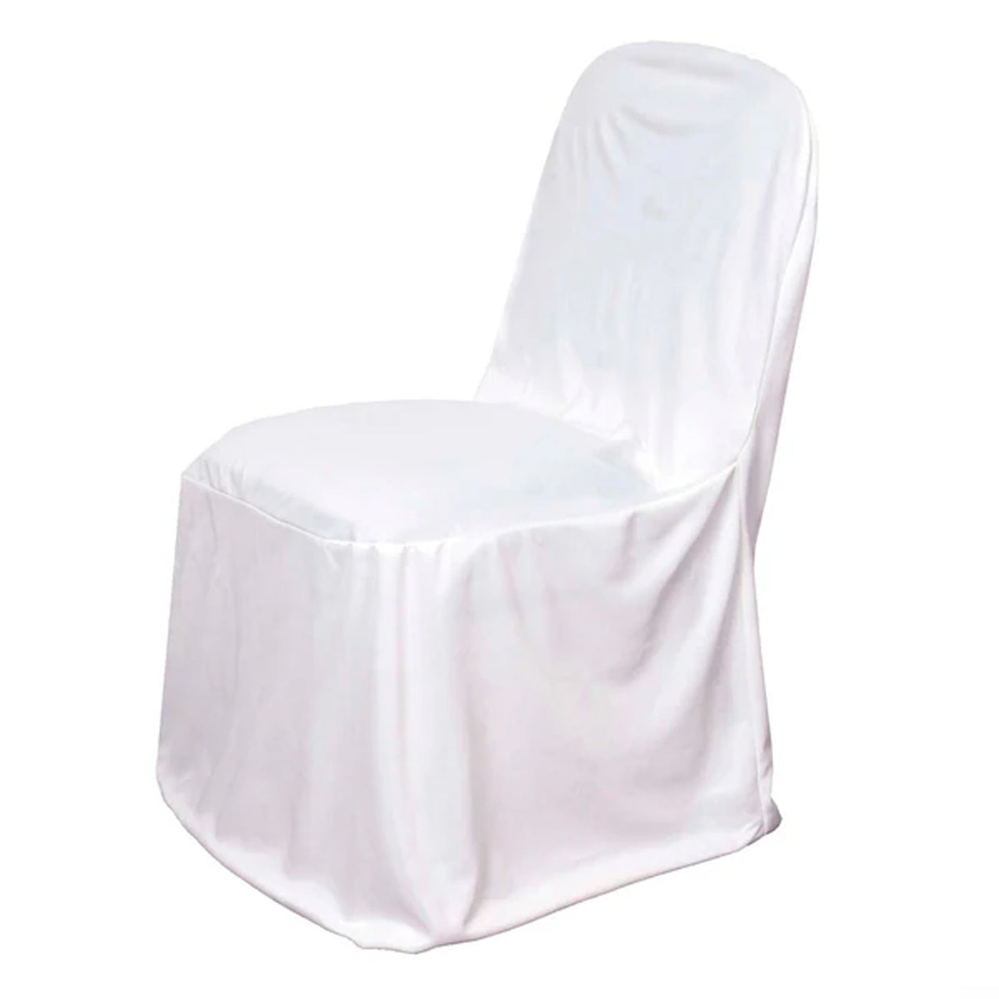 White Stretch Slim Fit Scuba Banquet Chair Cover, Wrinkle Free Durable Slip On Chair Cover