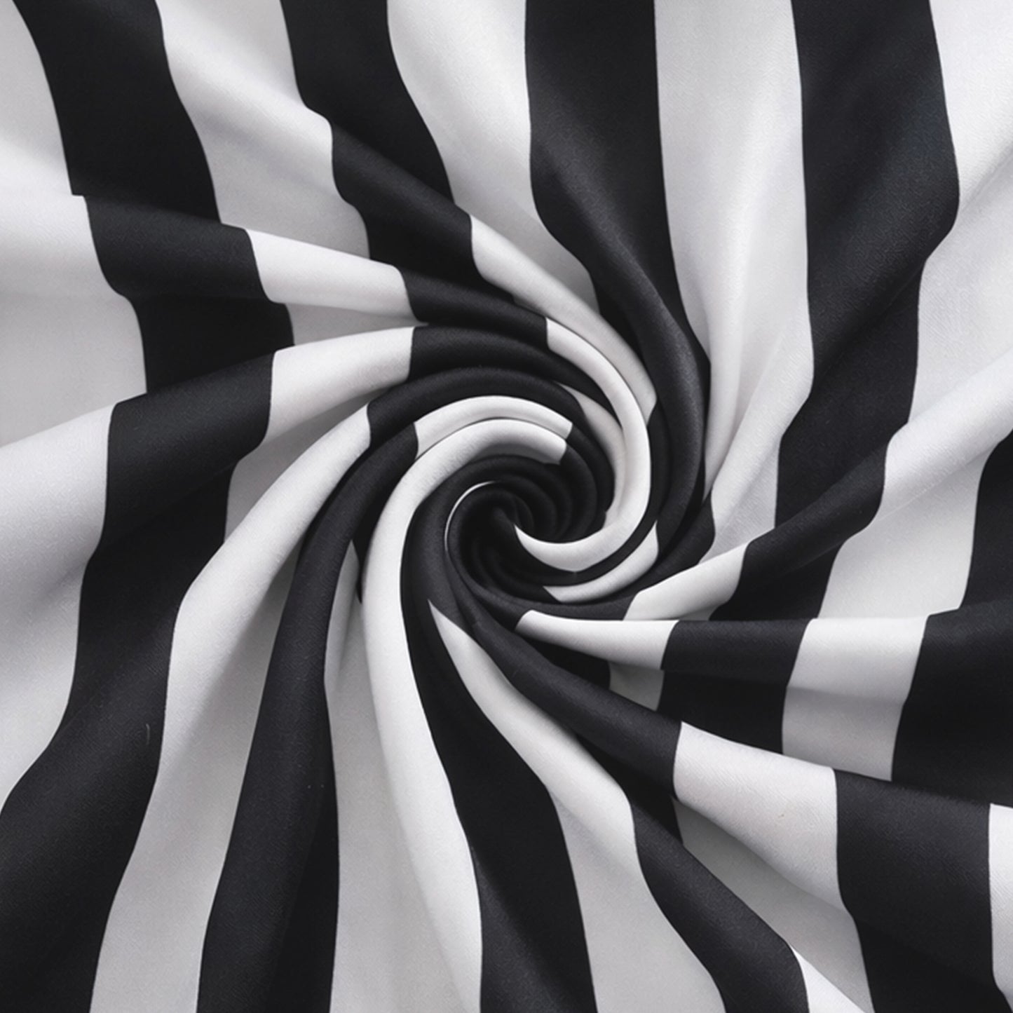 Black and white striped spandex folding chair cover with foot pockets.