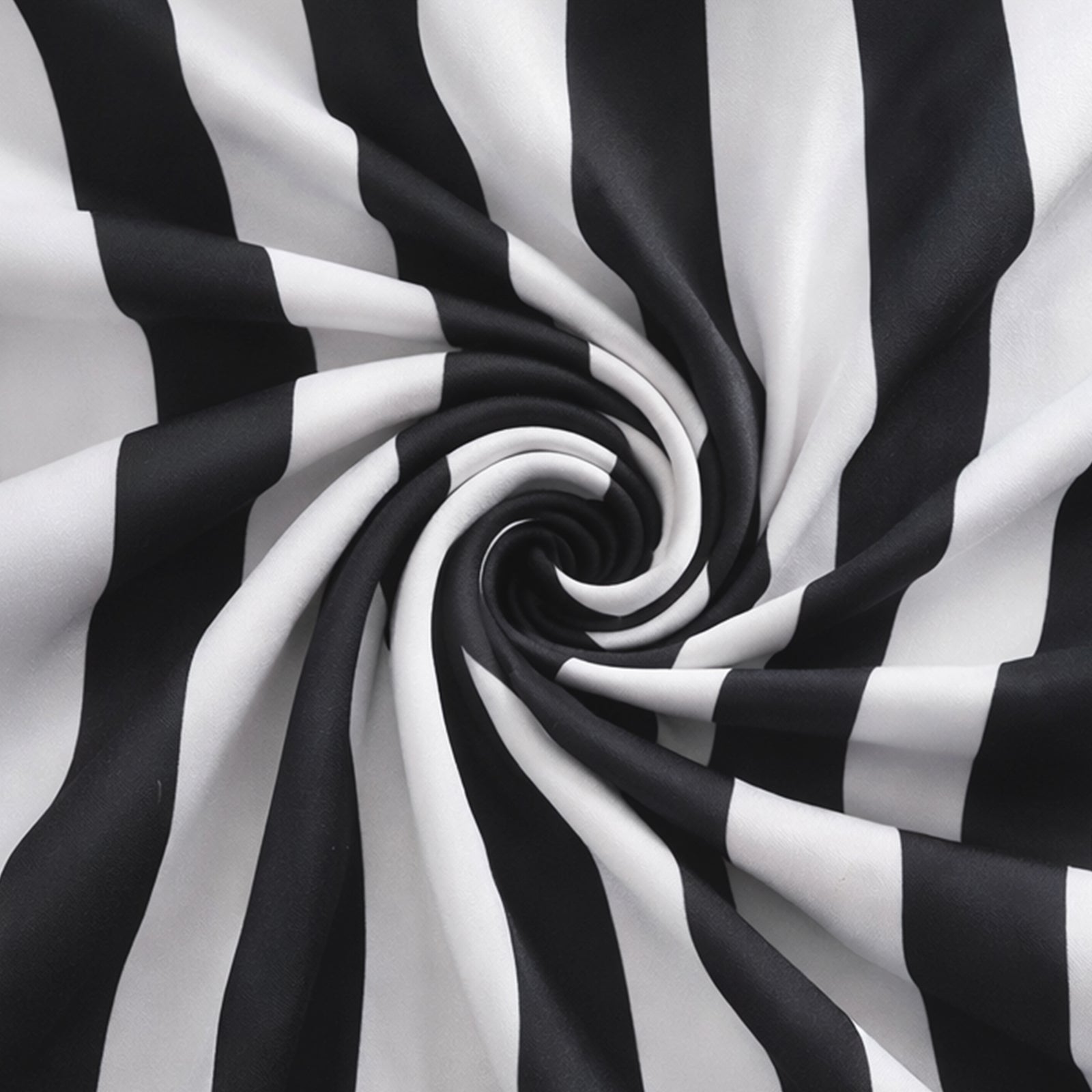 Black and white striped spandex folding chair cover with foot pockets.