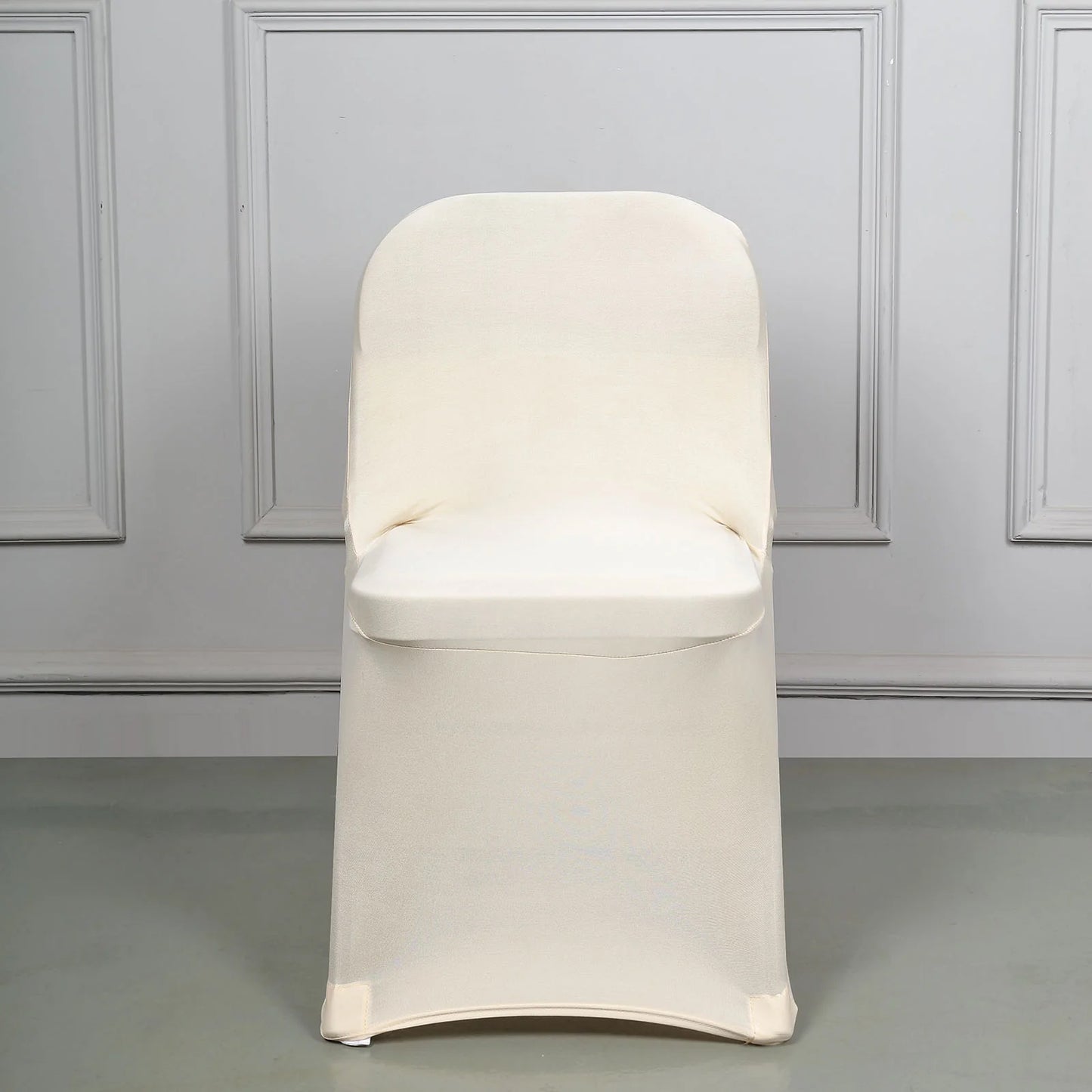 10 Pack Beige Spandex Folding Slip On Chair Covers, Stretch Fitted Chair Covers - 160 GSM