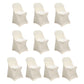 10 Pack Beige Spandex Folding Slip On Chair Covers, Stretch Fitted Chair Covers - 160 GSM