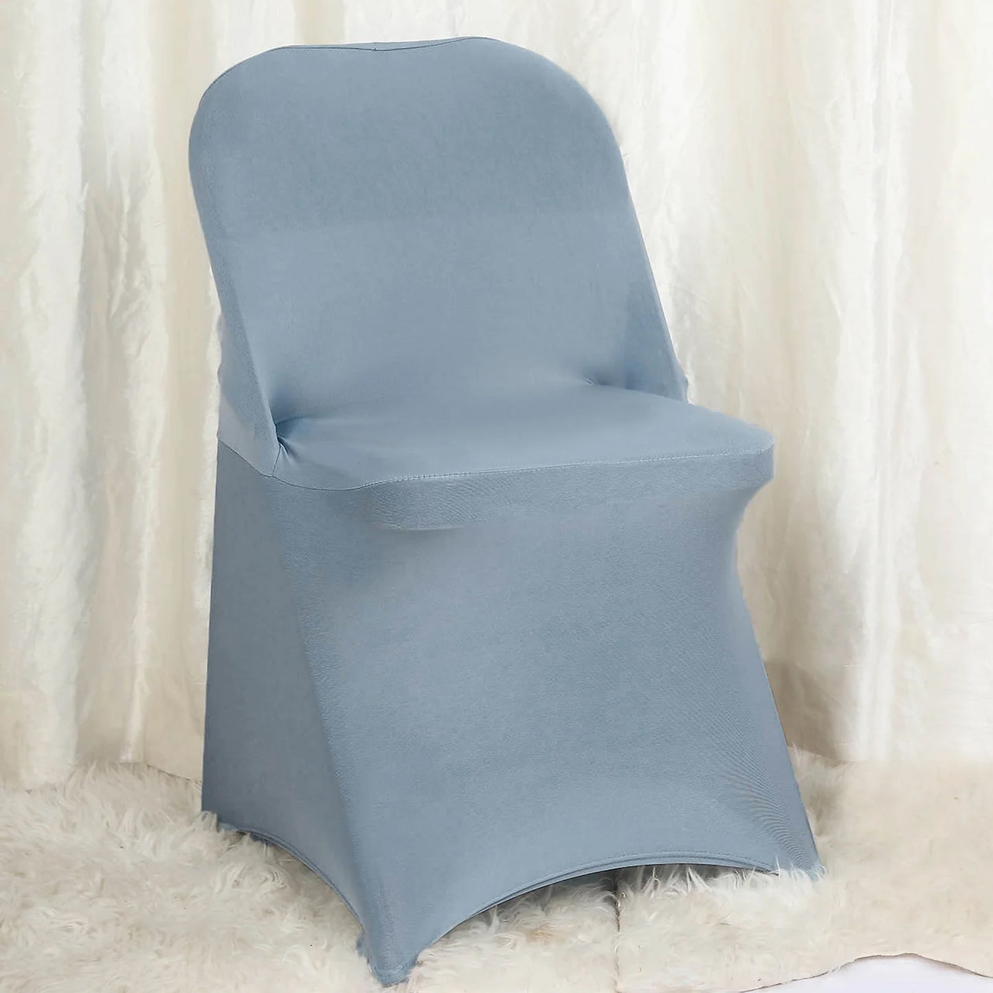 10 Pack Dusty Blue Spandex Folding Slip On Chair Covers, Stretch Fitted Chair Covers - 160 GSM