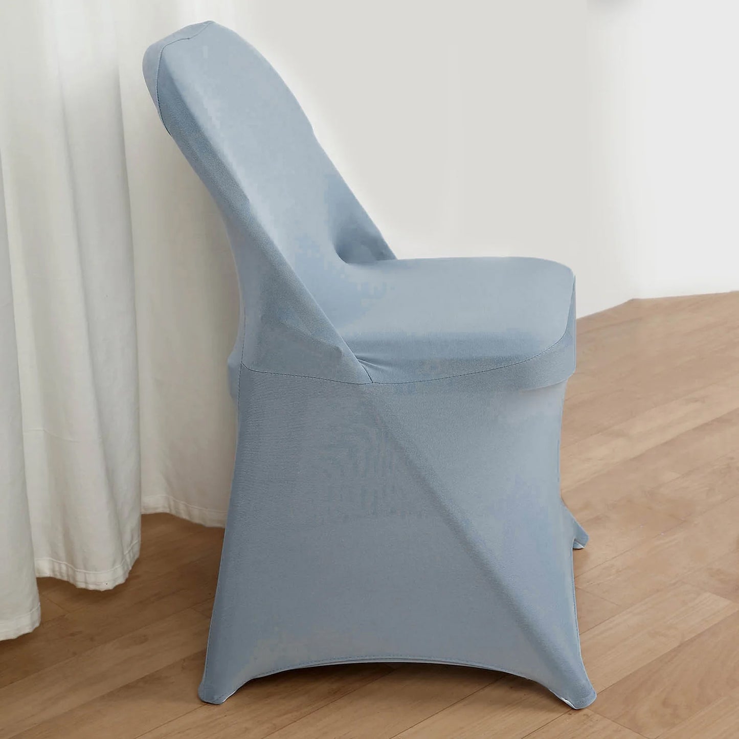 10 Pack Dusty Blue Spandex Folding Slip On Chair Covers, Stretch Fitted Chair Covers - 160 GSM