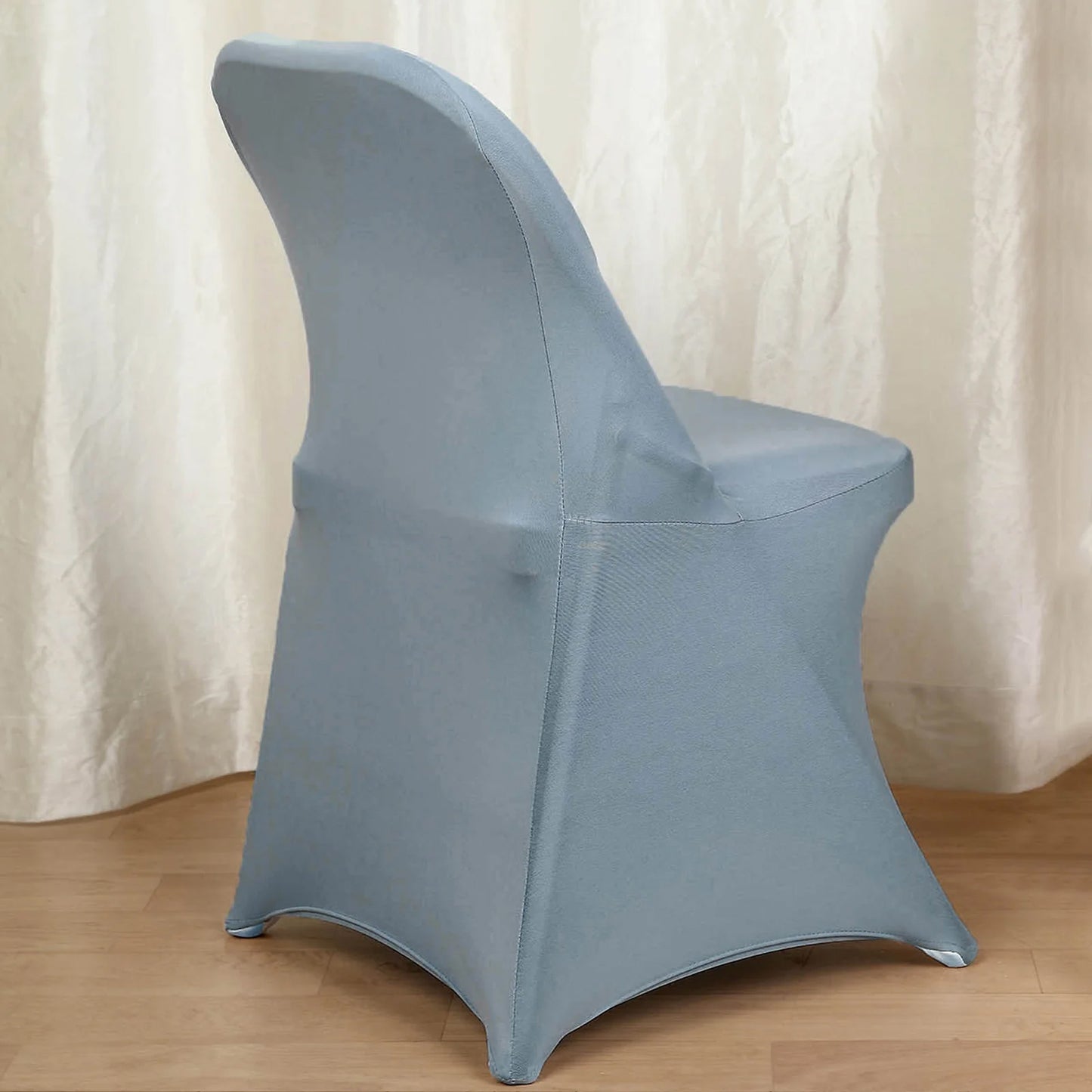 10 Pack Dusty Blue Spandex Folding Slip On Chair Covers, Stretch Fitted Chair Covers - 160 GSM