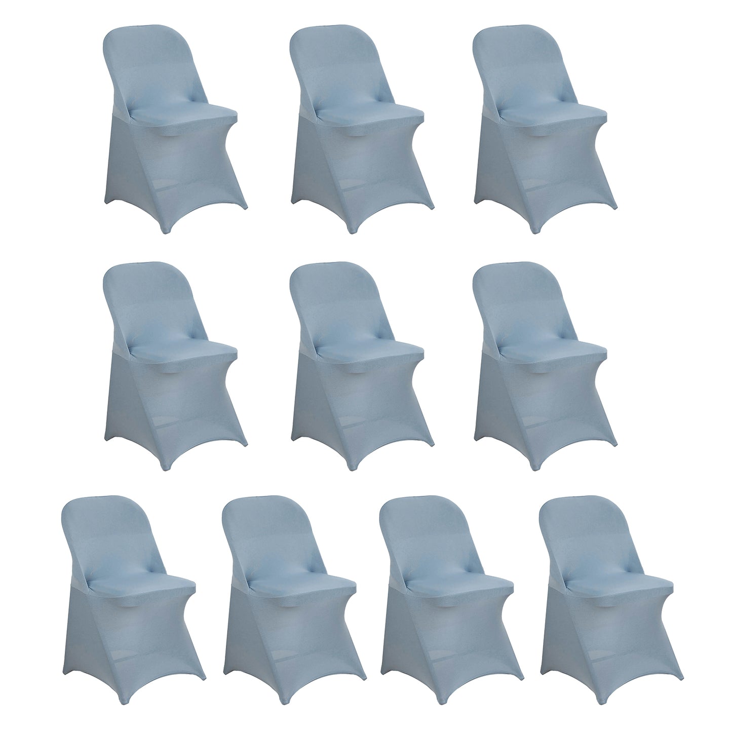 10 Pack Dusty Blue Spandex Folding Slip On Chair Covers, Stretch Fitted Chair Covers - 160 GSM