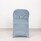 Dusty blue spandex folding chair cover with silver rhinestone sash.