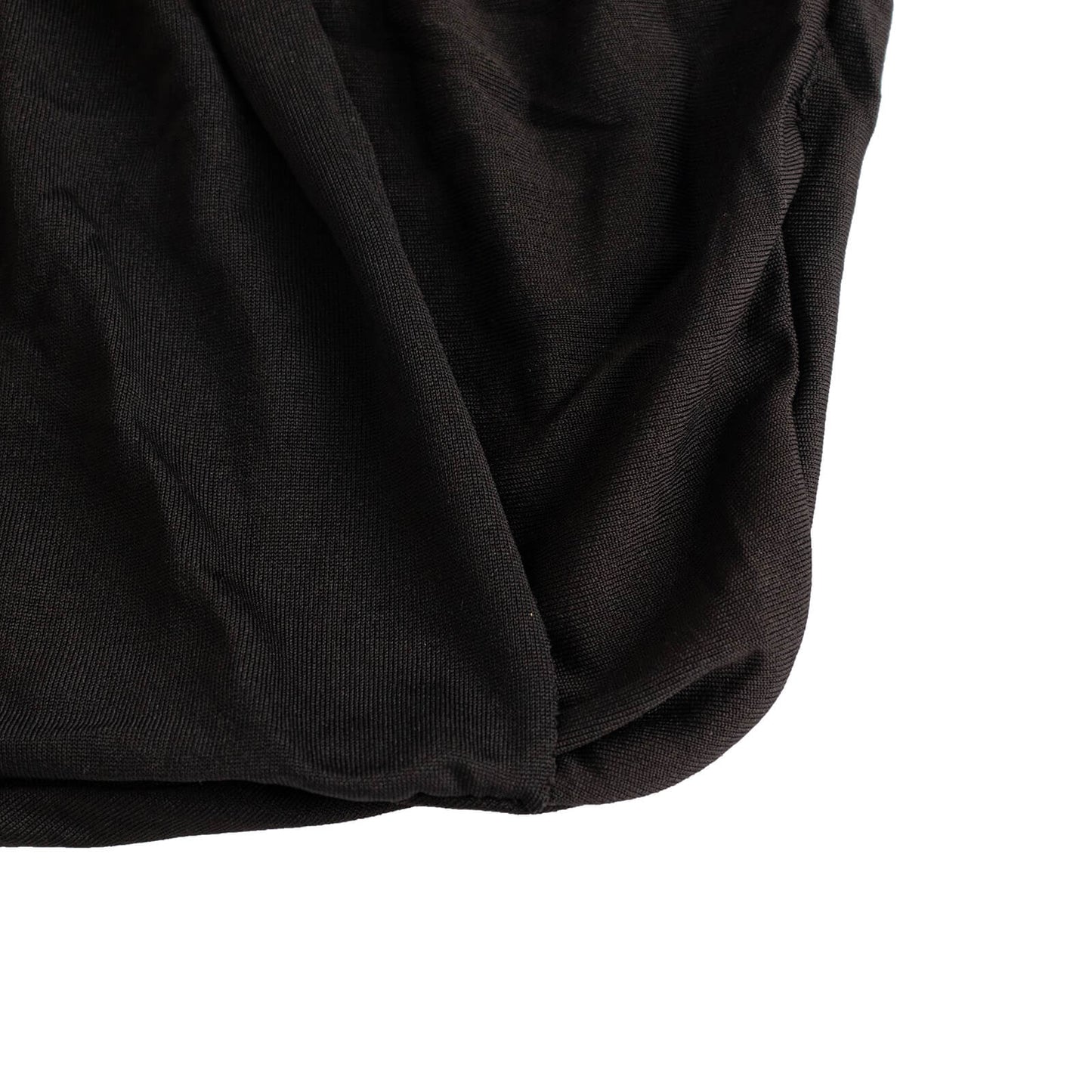 Black spandex chair cover with silver rhinestone sash band.