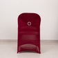 Burgundy spandex folding chair cover with rhinestone sash band.