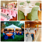Dusty blue folding chair cover with silver rhinestone sash band.