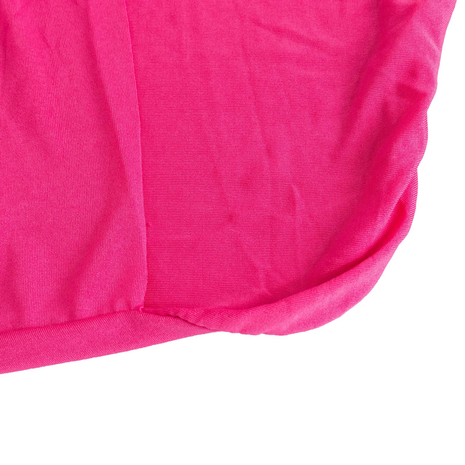 Fuchsia spandex folding chair cover with silver rhinestone sash.