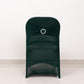 Emerald green spandex folding chair cover with rhinestone sash.