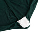 Emerald green spandex chair cover with silver rhinestone sash.