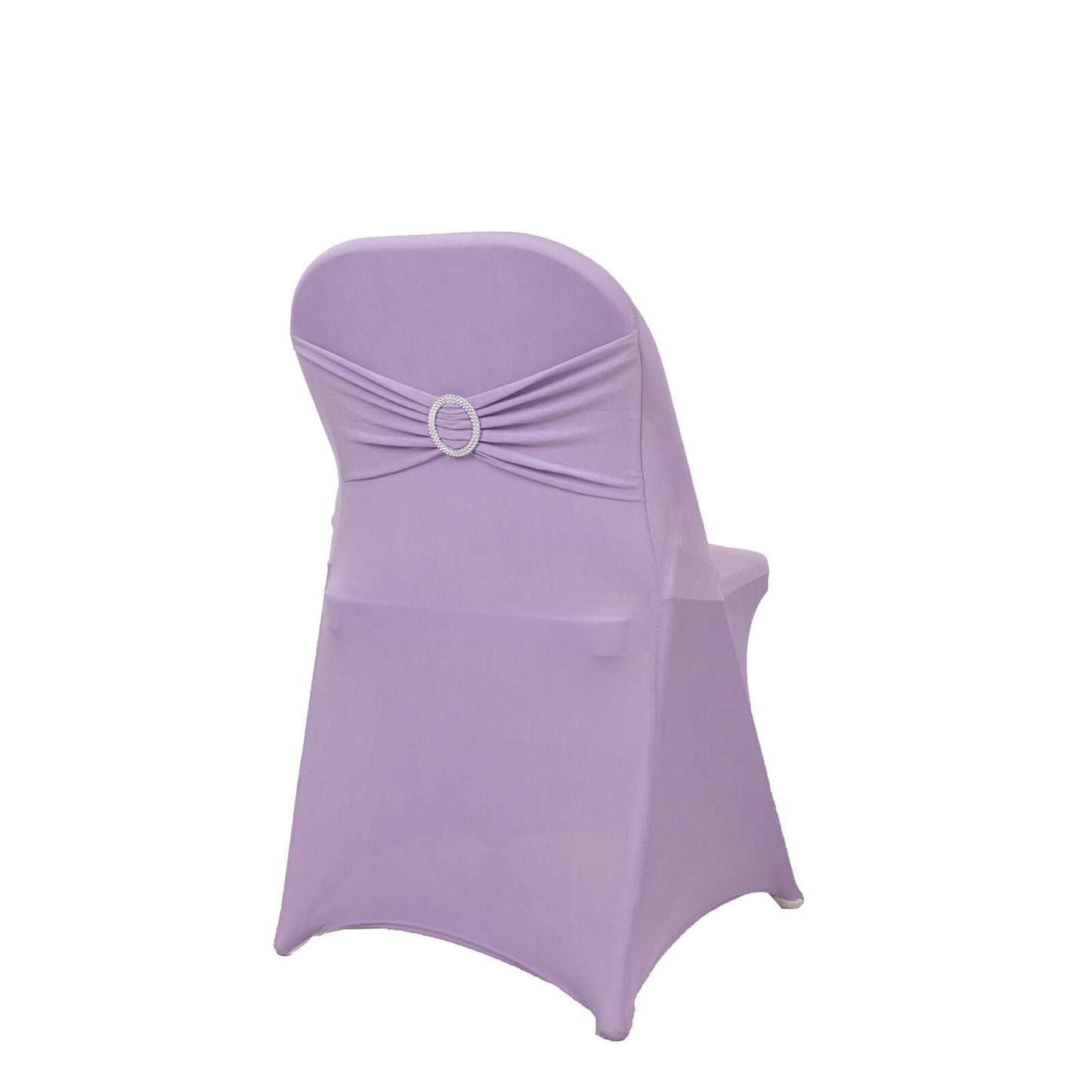 Lavender Lilac Spandex Folding Chair Cover with Silver Rhinestone Buckled Sash Band, Stretch Fitted Slip On Chair Cover