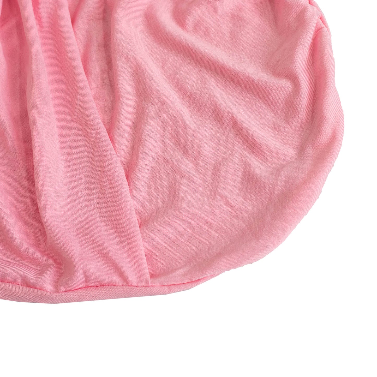 Pink spandex folding chair cover with rhinestone sash band.