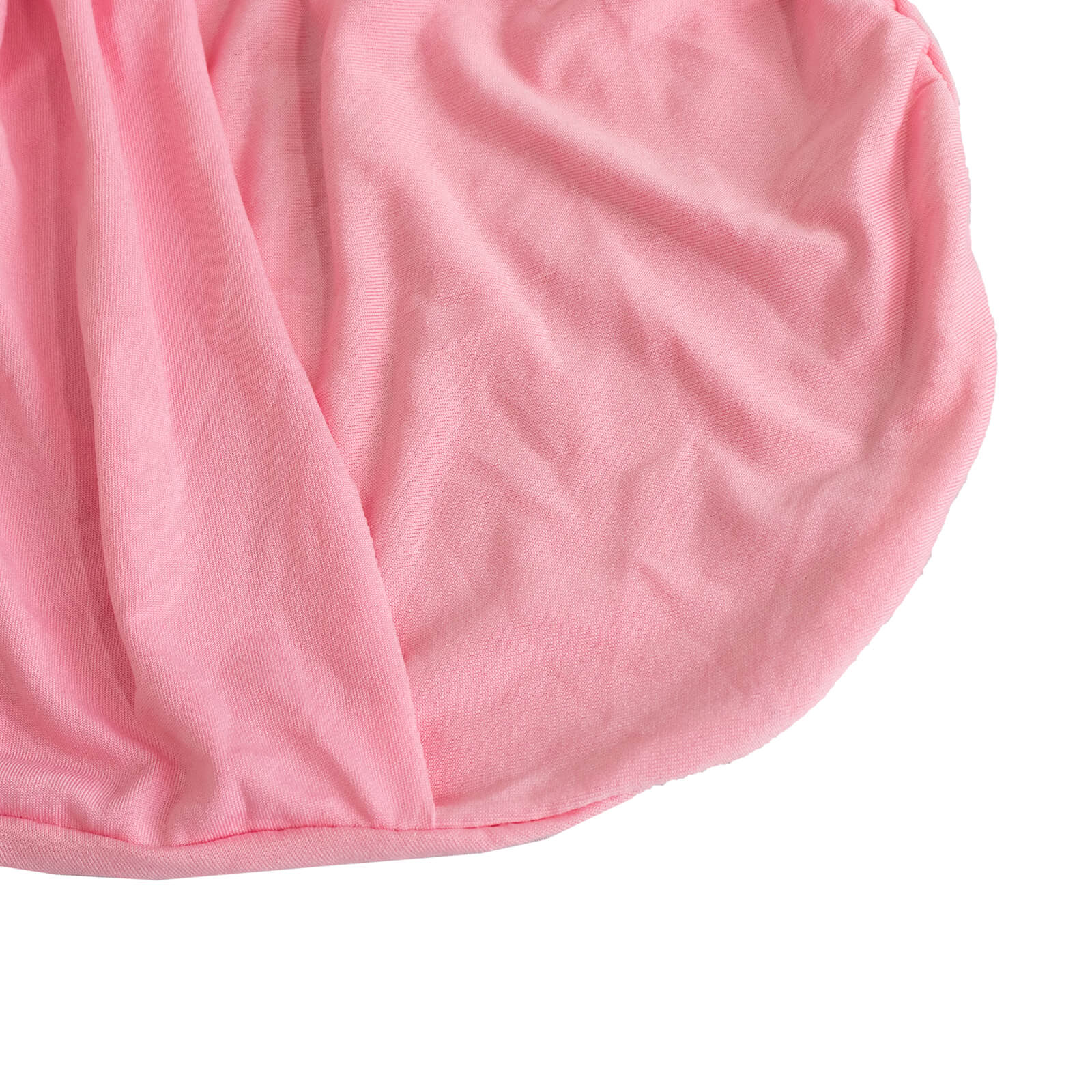 Pink spandex folding chair cover with rhinestone sash band.