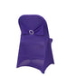 Purple spandex folding chair cover with silver rhinestone sash.