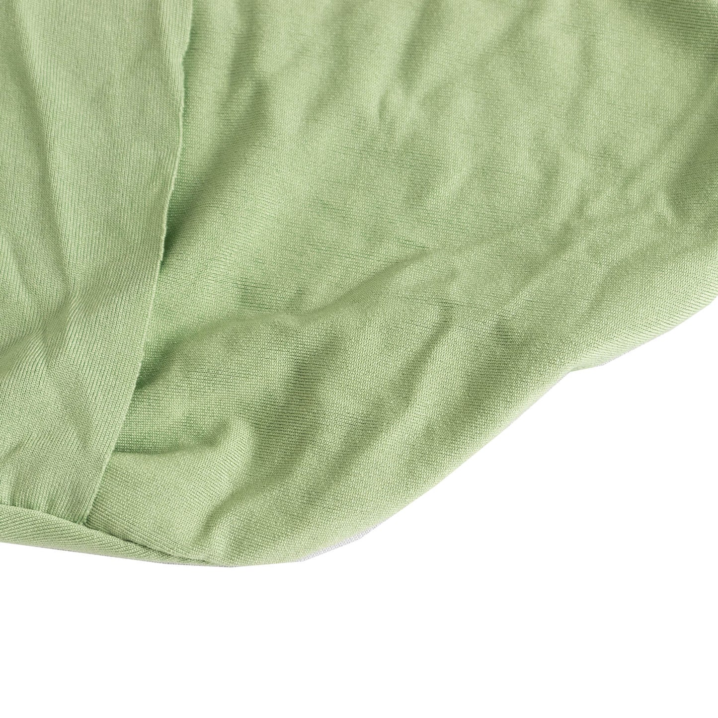 Sage green spandex folding chair cover with rhinestone sash.