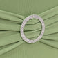 Sage green folding chair cover with silver rhinestone buckle detail. #whtbkgd