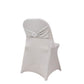 Silver folding chair cover with rhinestone buckled sash band.