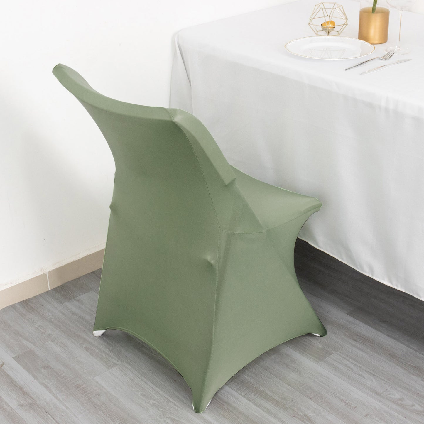 Dusty Sage Green Spandex Fitted Folding Chair Cover - 160 GSM