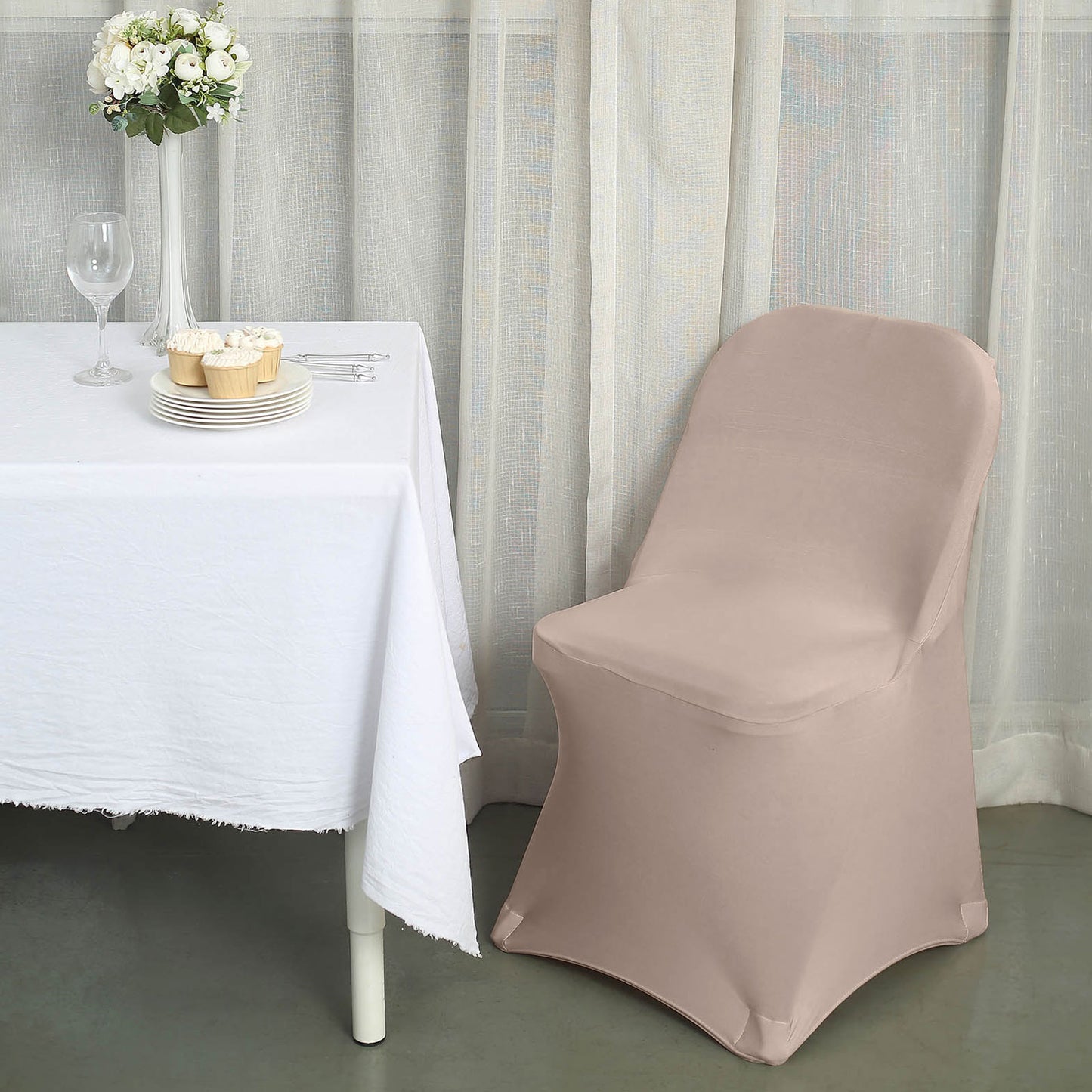 Nude Spandex Stretch Fitted Folding Chair Cover - 160 GSM