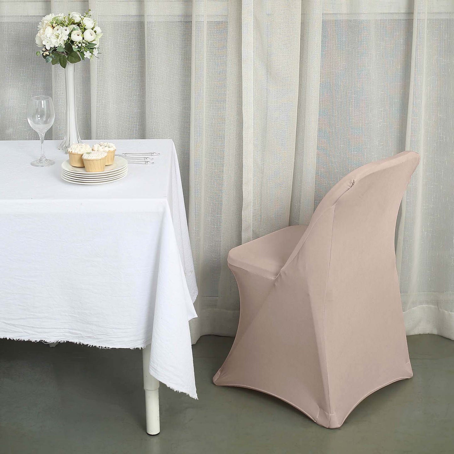 Nude Spandex Stretch Fitted Folding Chair Cover - 160 GSM