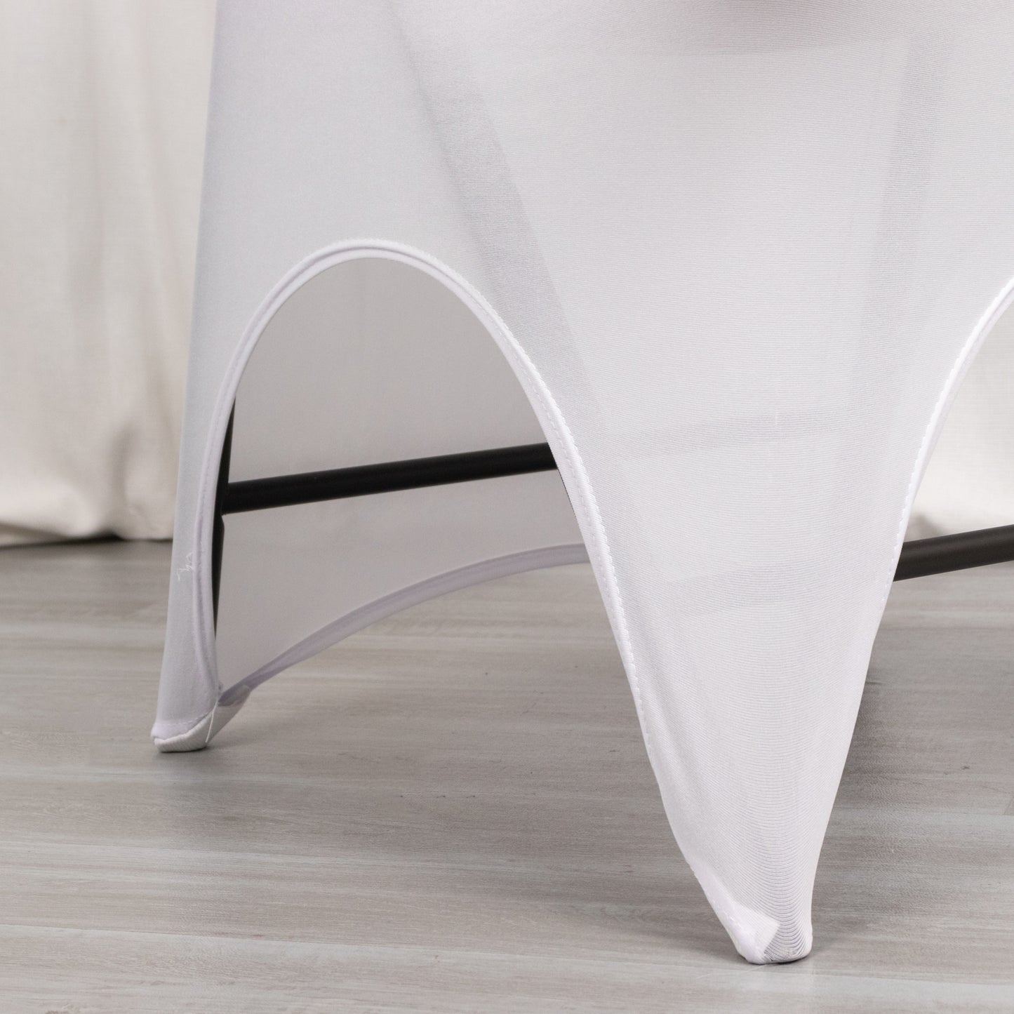 White premium spandex wedding chair cover with foot pockets.