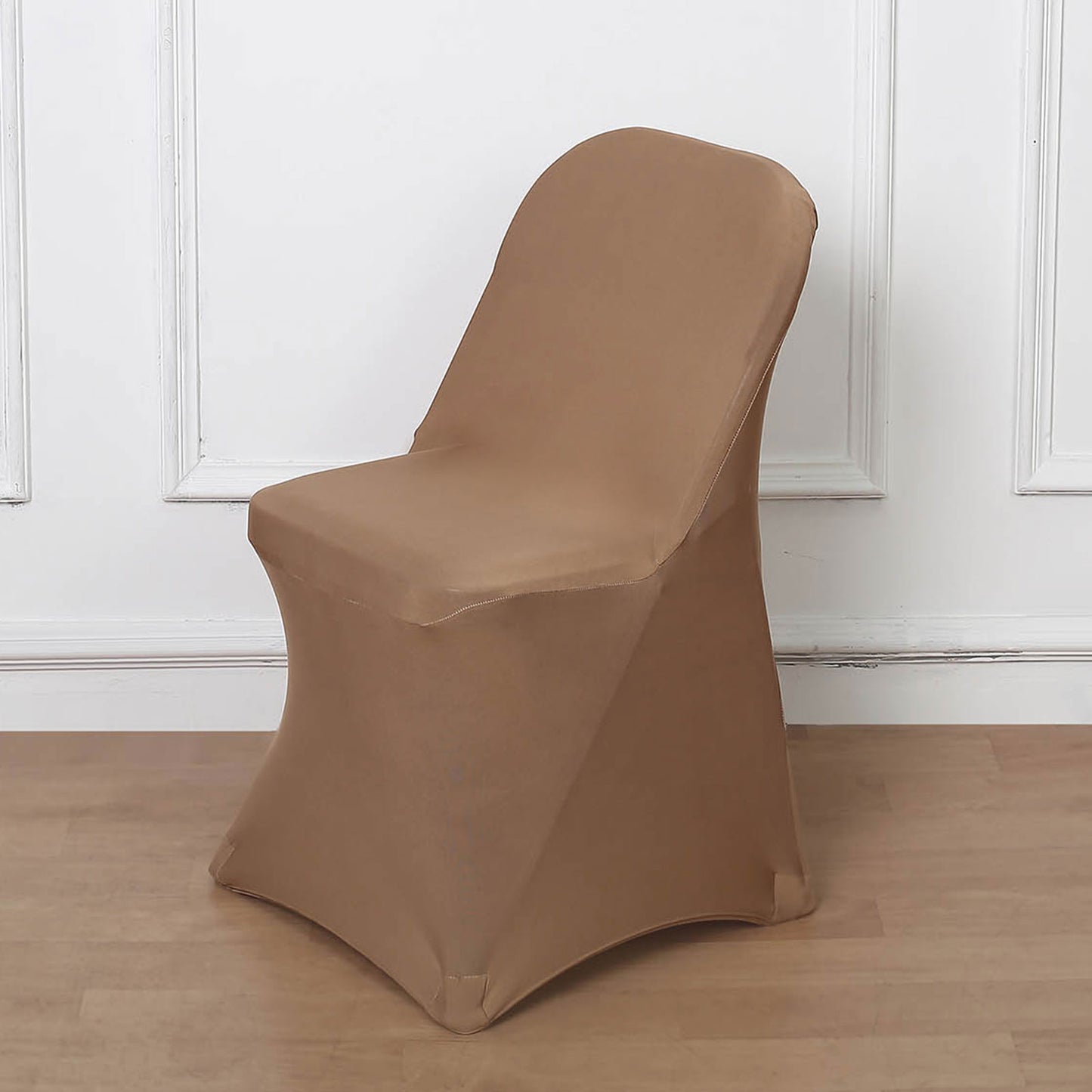 Taupe Spandex Stretch Fitted Folding Chair Cover - 160 GSM