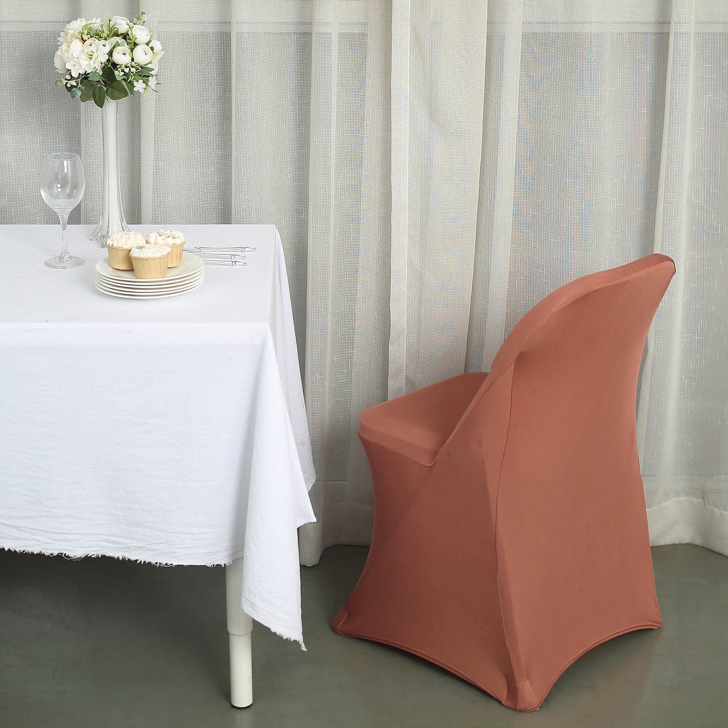 Terracotta (Rust) Spandex Stretch Fitted Folding Chair Cover - 160 GSM