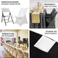 White fitted spandex folding chair cover with foot pockets.